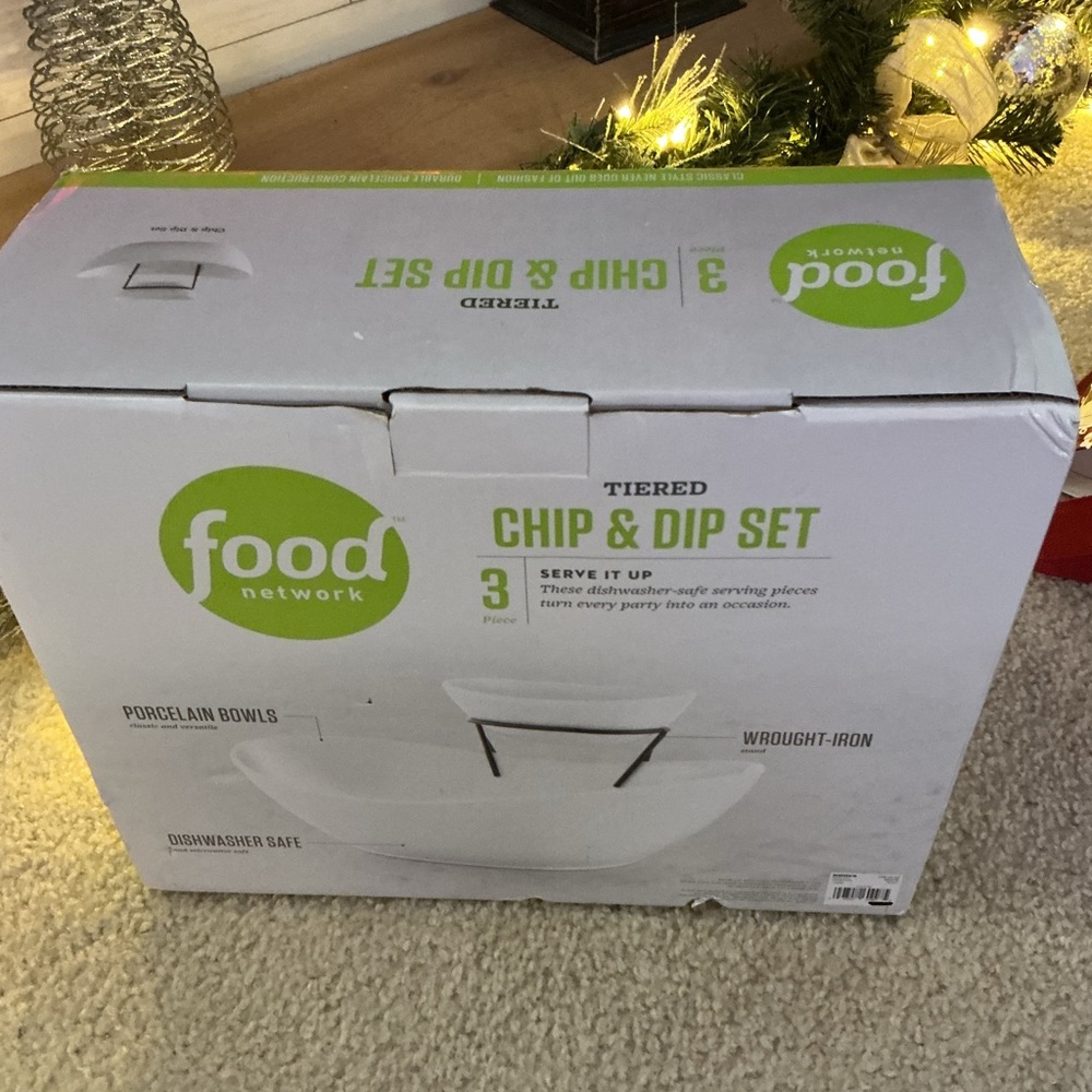 Food Network Porcelain Chip & Dip Set - White and Black - Picture 4 of 6